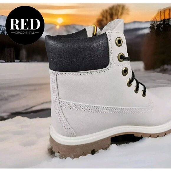 Timberland Premium 6" Light Grey Waterproof Ankle Boots Shoes - Women's Size 7 - Picture 14 of 16